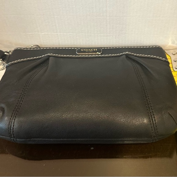 Coach Black Leather Wristlet with Pleated Detail - Picture 9 of 9